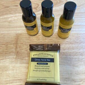 Pharmacopia LOT Travel Product Citrus Facial Bar Body Lotion Shampoo Conditioner